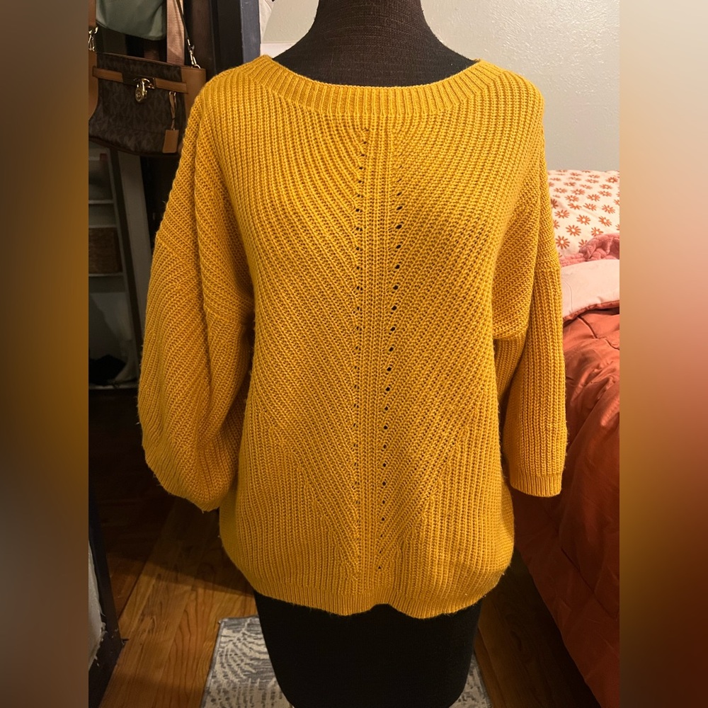 Cable & Gauge Mustard Cowl Neck Sweater